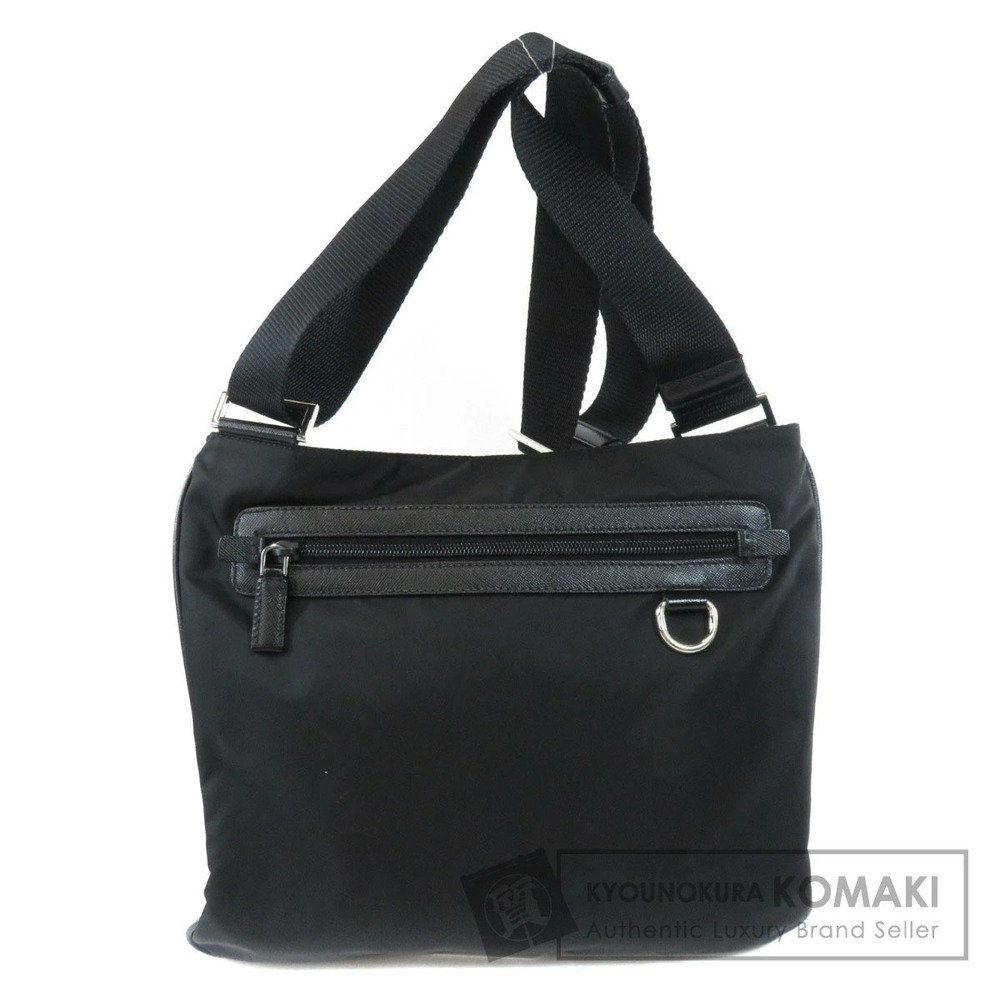 Prada Tessuto Messenger Crossbody Bag black leather trim